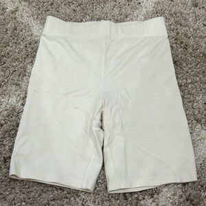 Cream colored biker shorts